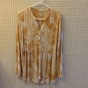 Wonderly Tan and Cream Blouse